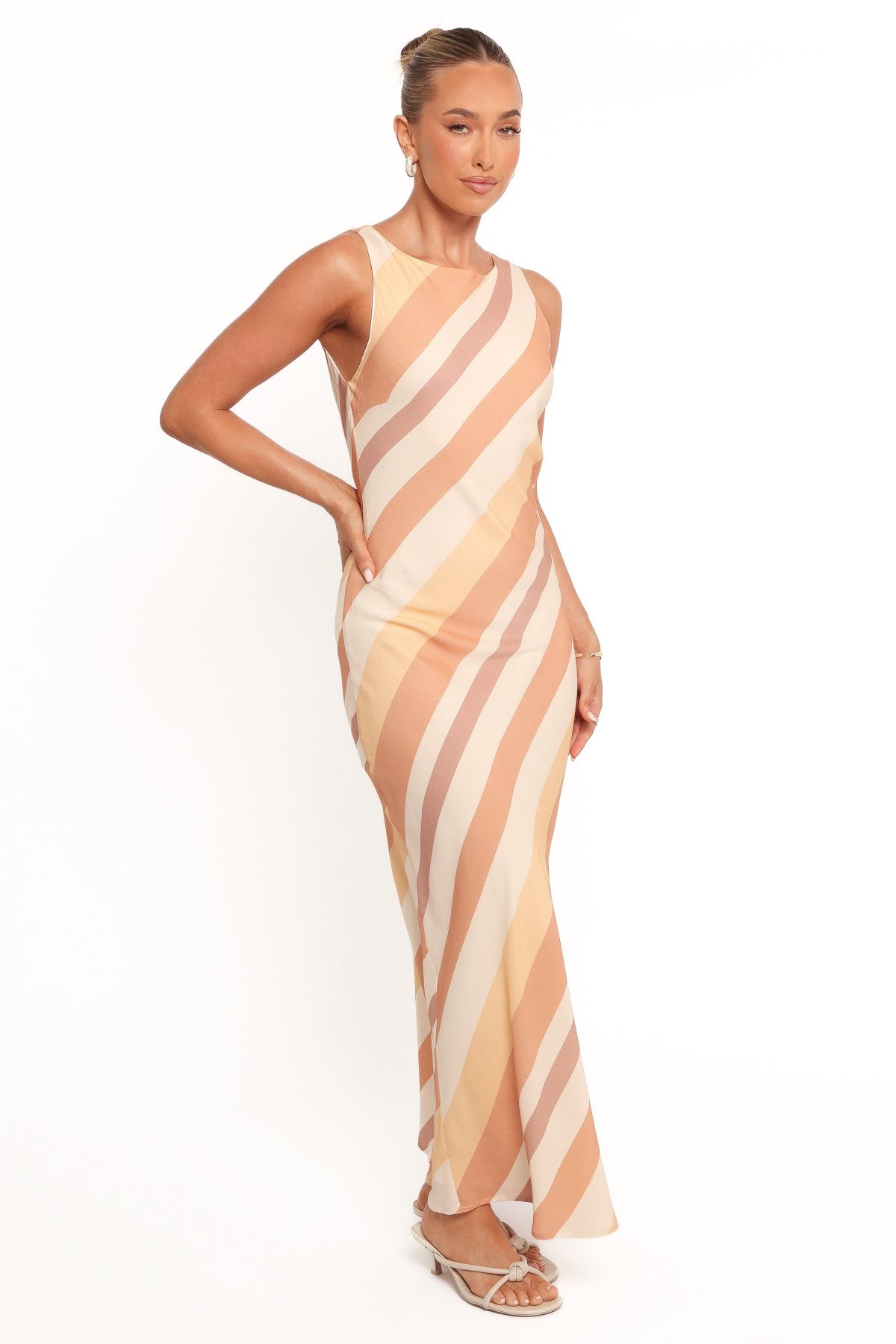 Flavia Maxi Dress - Brown Stripe - Image 5