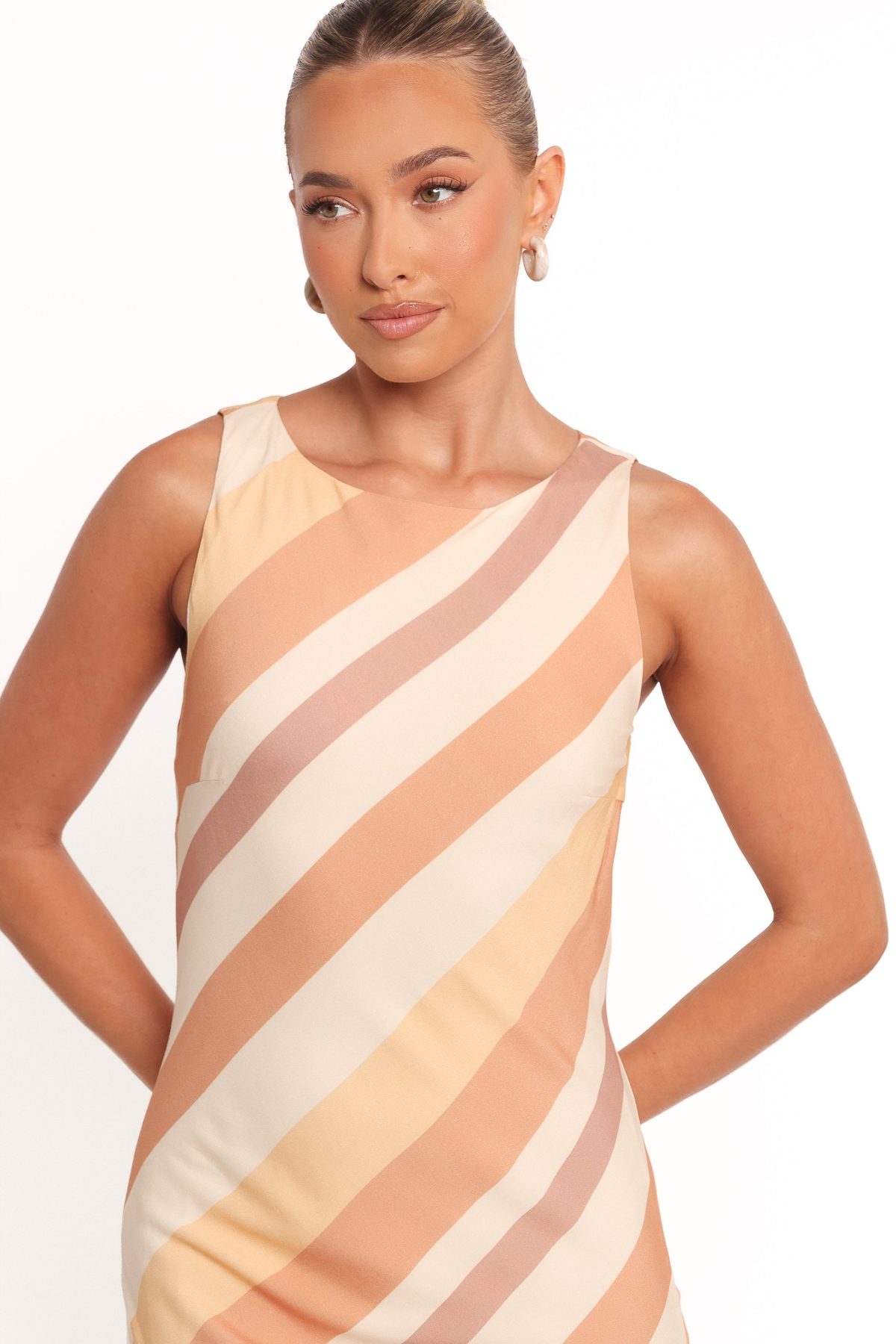 Flavia Maxi Dress - Brown Stripe - Image 2
