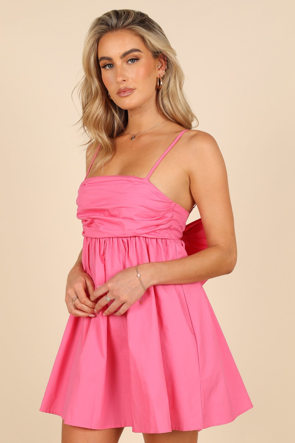 Alice Bow Back Mini Dress - Hot Pink - Image 7