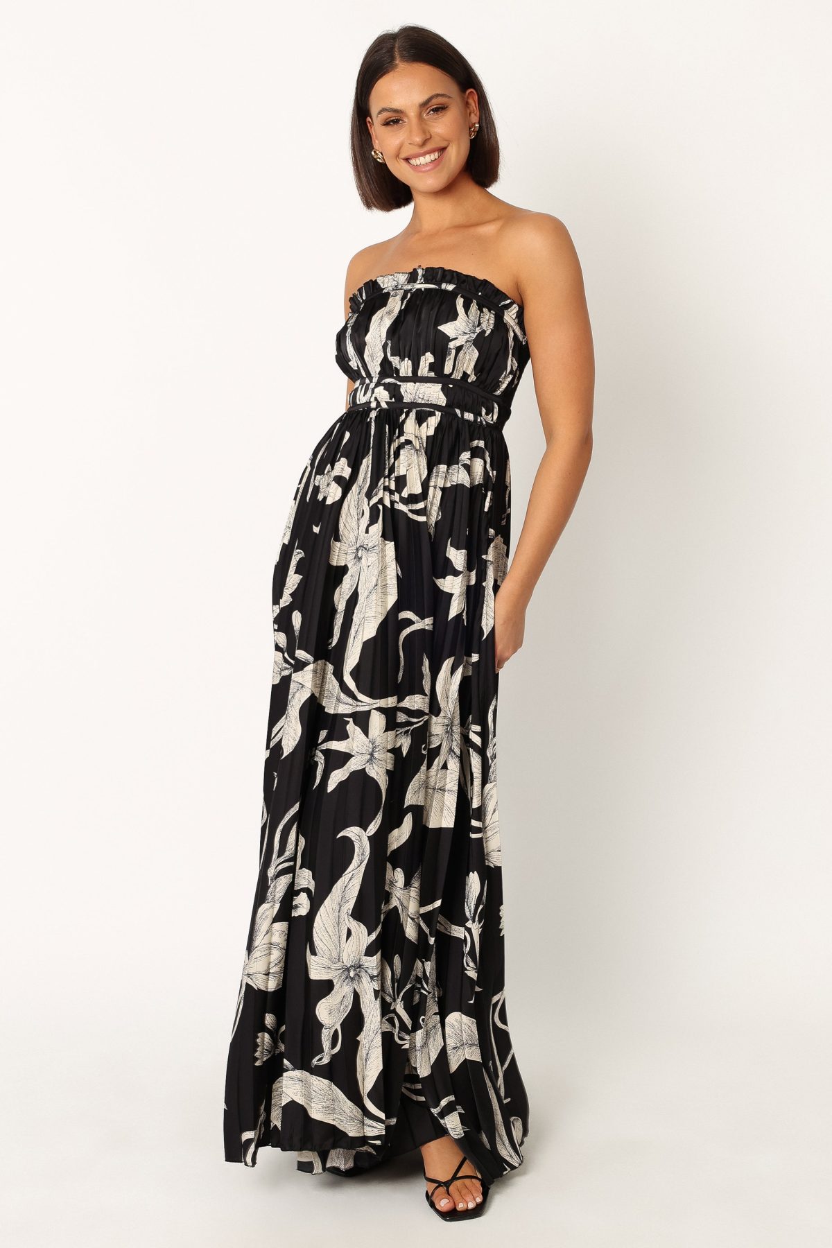 Angelique Strapless Maxi Dress - Black Floral - Image 3