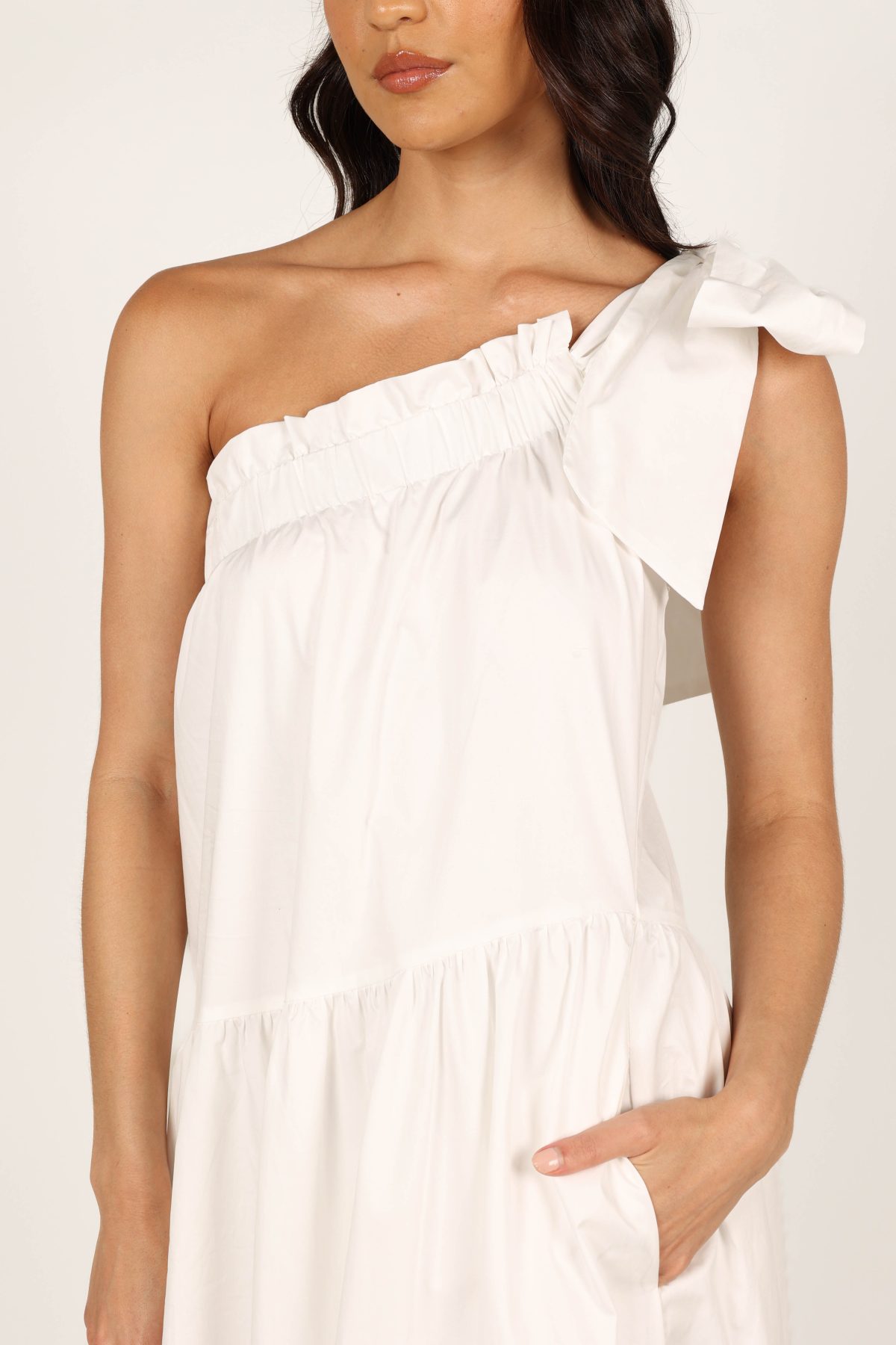 Ava One Shoulder Maxi Dress - White - Image 3