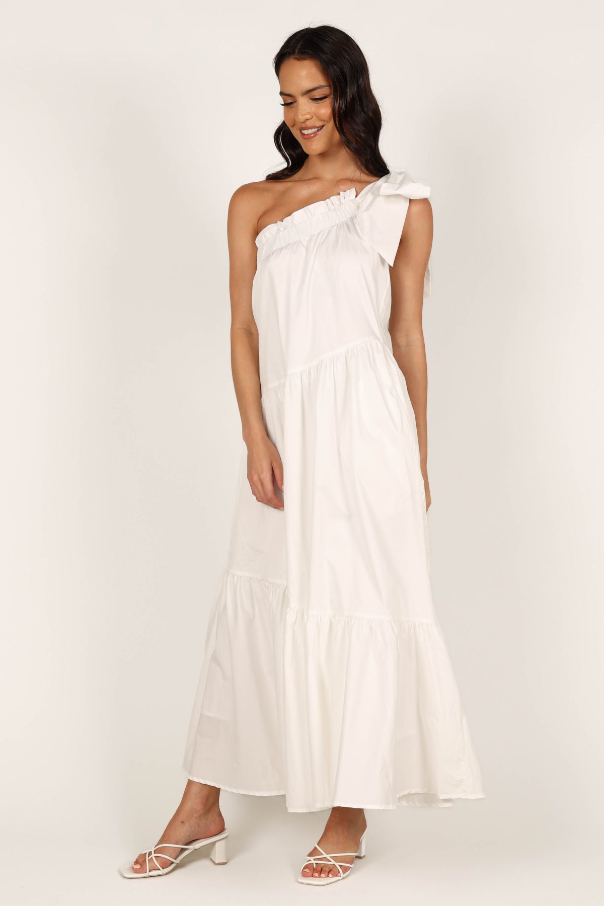 Ava One Shoulder Maxi Dress - White - Image 2