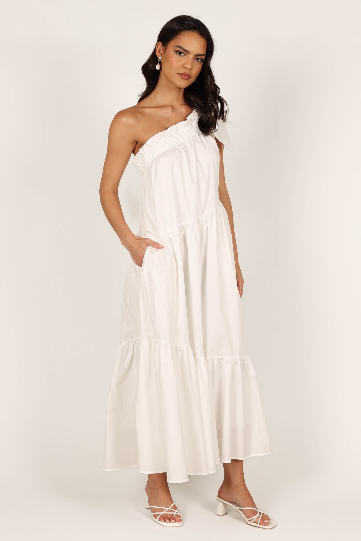 Ava One Shoulder Maxi Dress - White - Image 4