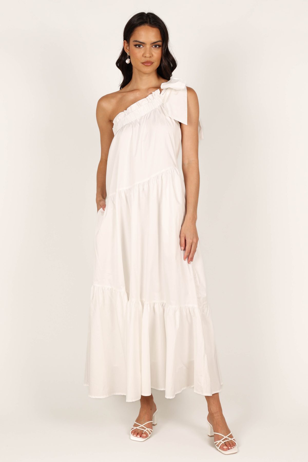 Ava One Shoulder Maxi Dress - White - Image 6