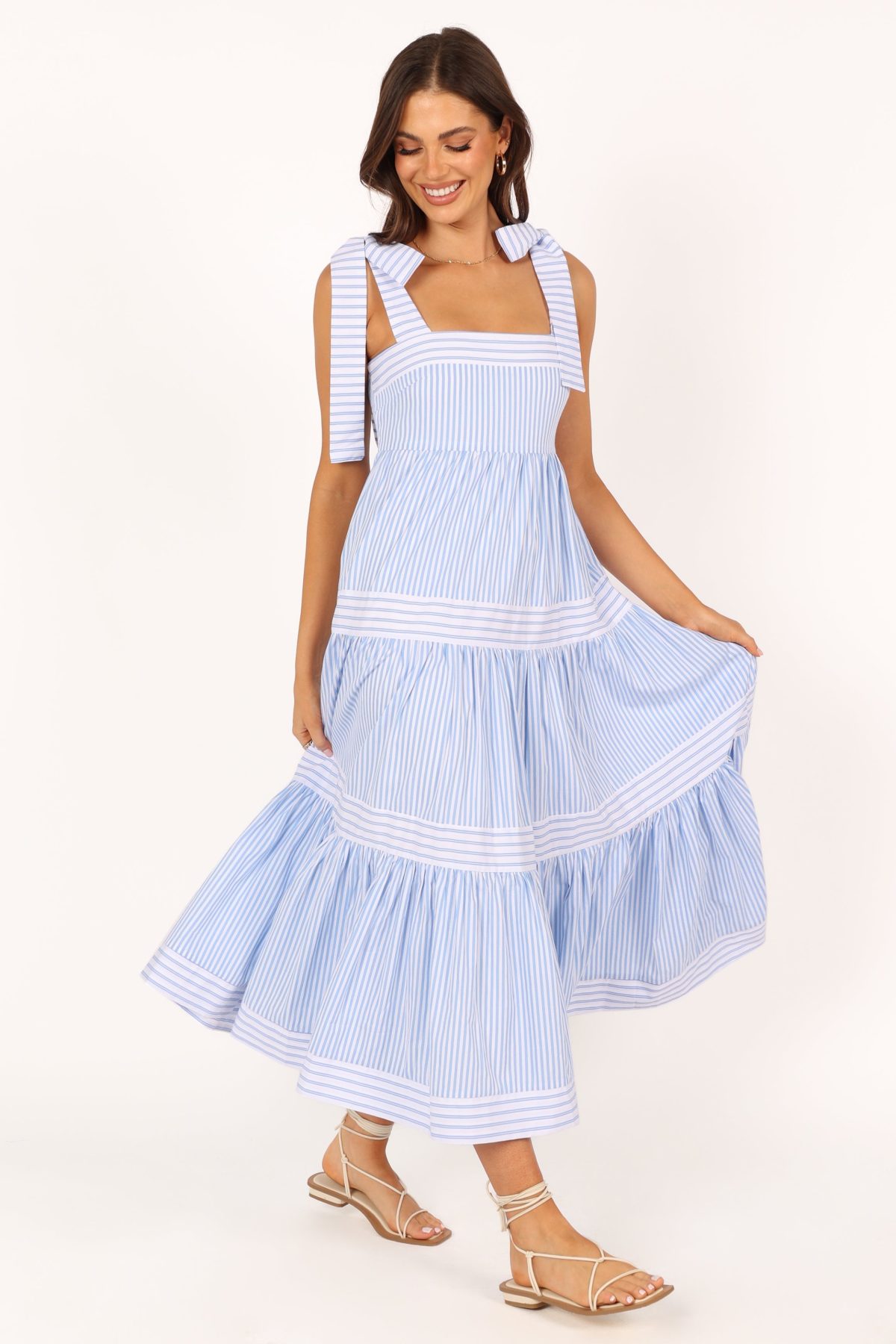 Bella Maxi Dress - Blue Stripe - Image 9