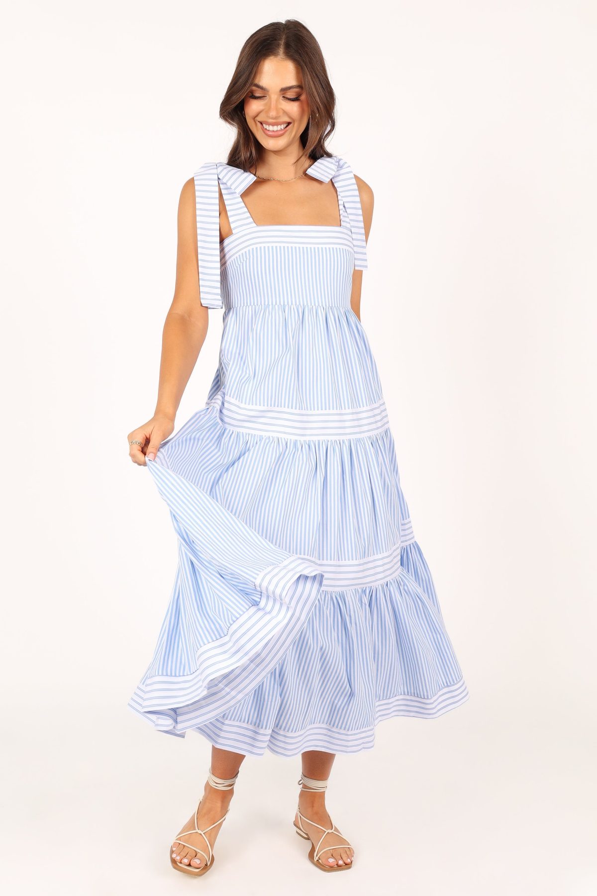 Bella Maxi Dress - Blue Stripe - Image 11