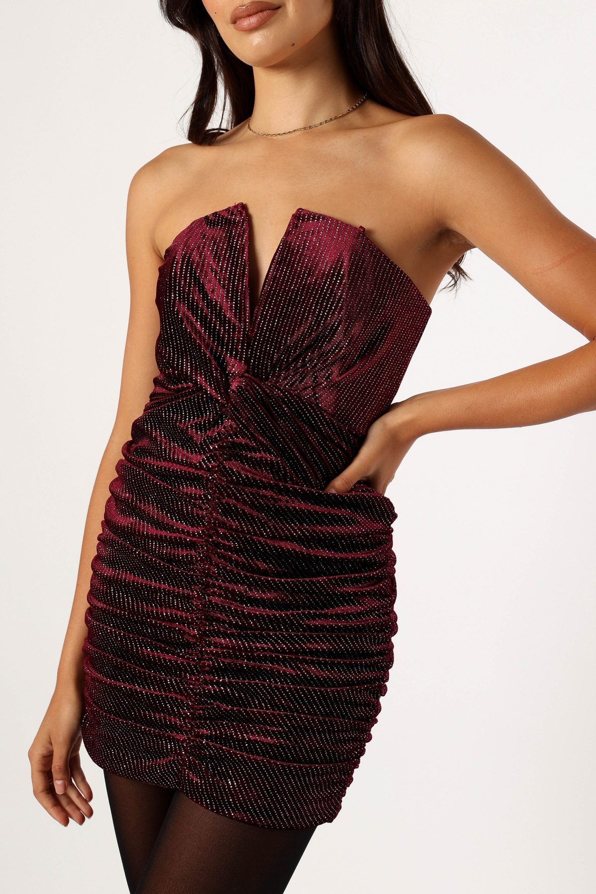 Gilbert Ruched Mini Dress - Merlot - Image 6