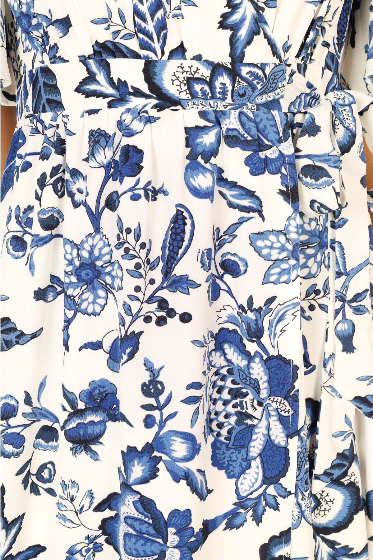 Kaleen Midi Wrap Dress - White Blue - Image 12