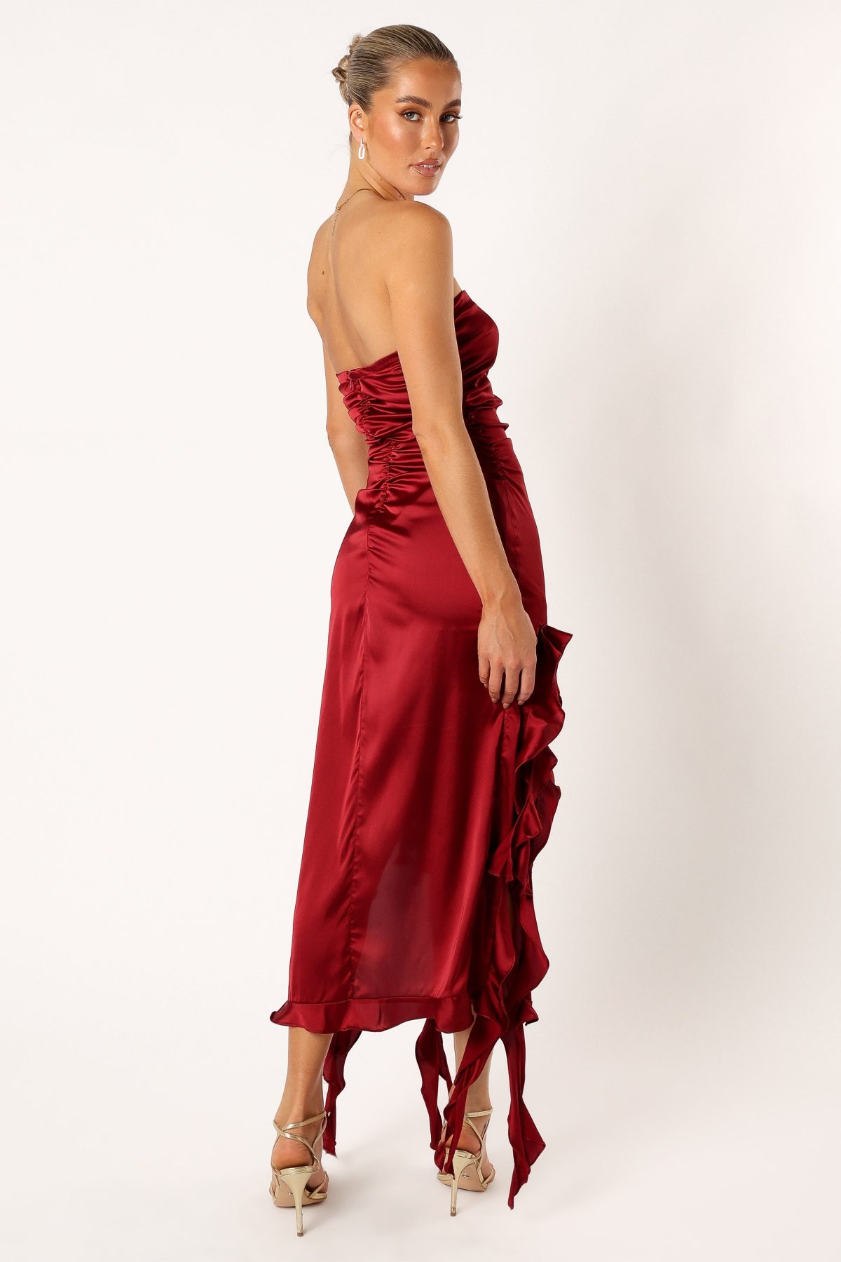 Lee Strapless Midi Dress - Wine - Image 5