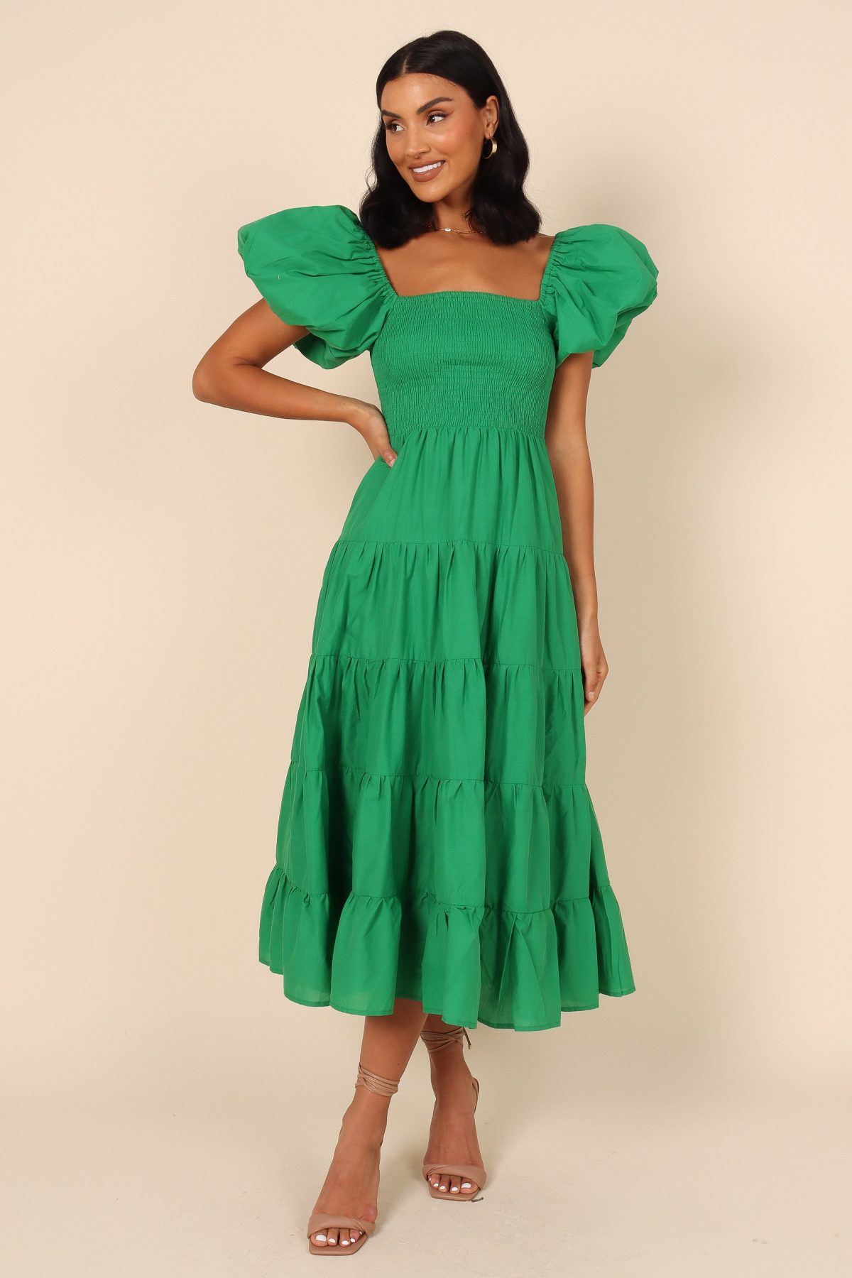 Morgan Tiered Dress - Green - Image 4