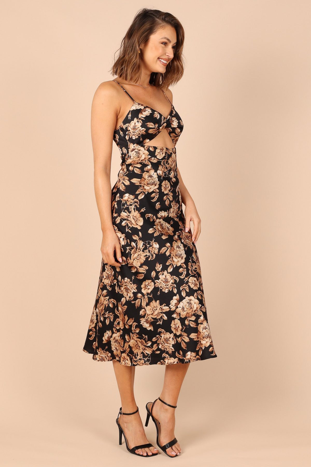 Saga Cut Out Midi Dress - Black Floral - Image 6