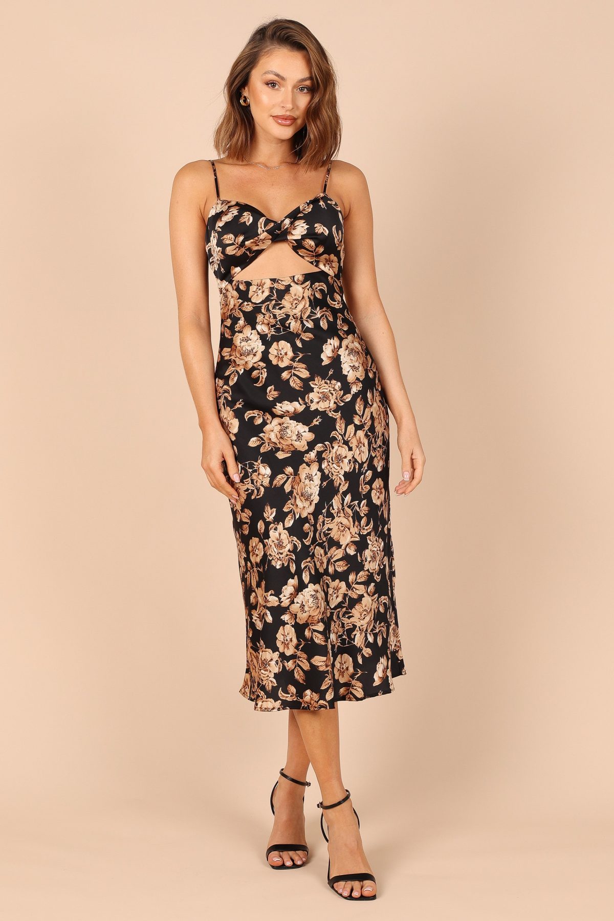 Saga Cut Out Midi Dress - Black Floral - Image 7