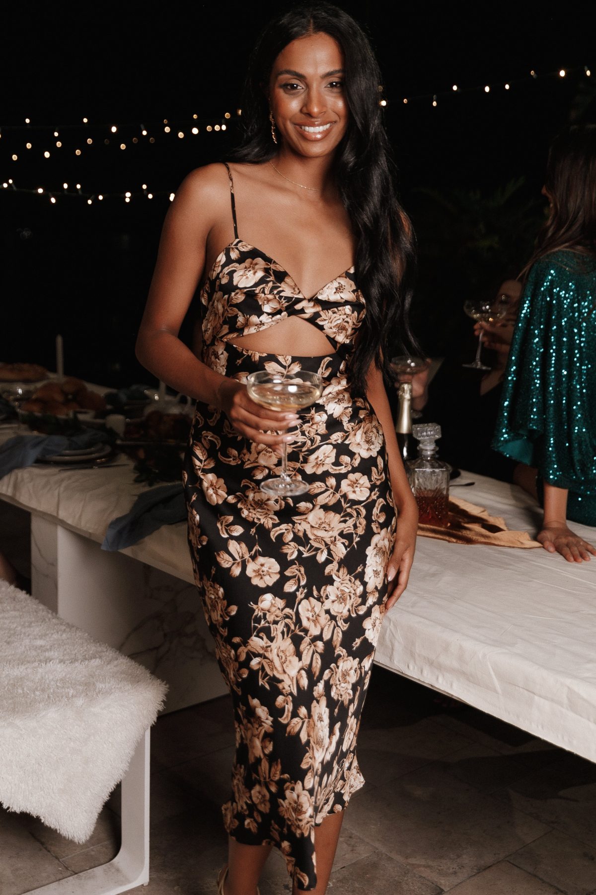 Saga Cut Out Midi Dress - Black Floral - Image 8
