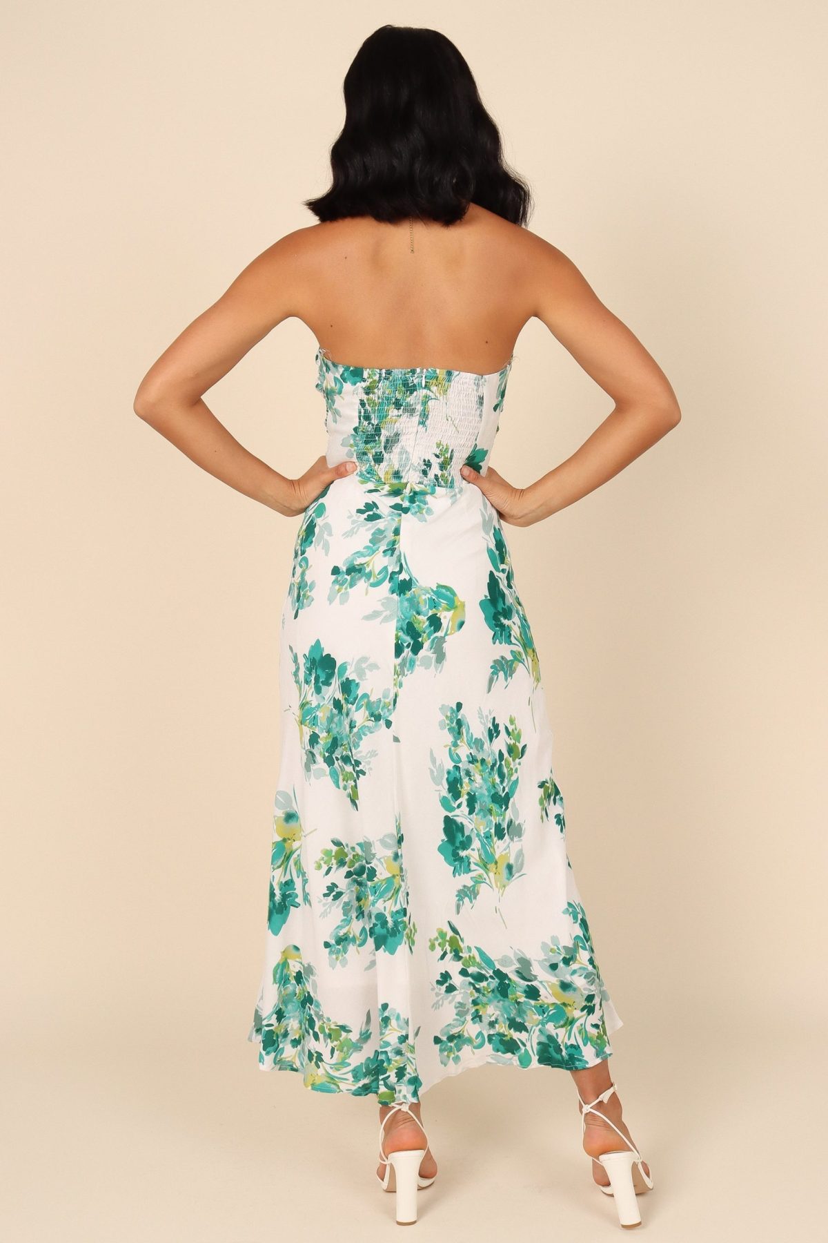 Teagan Strapless Midi Dress - Green Floral - Image 8