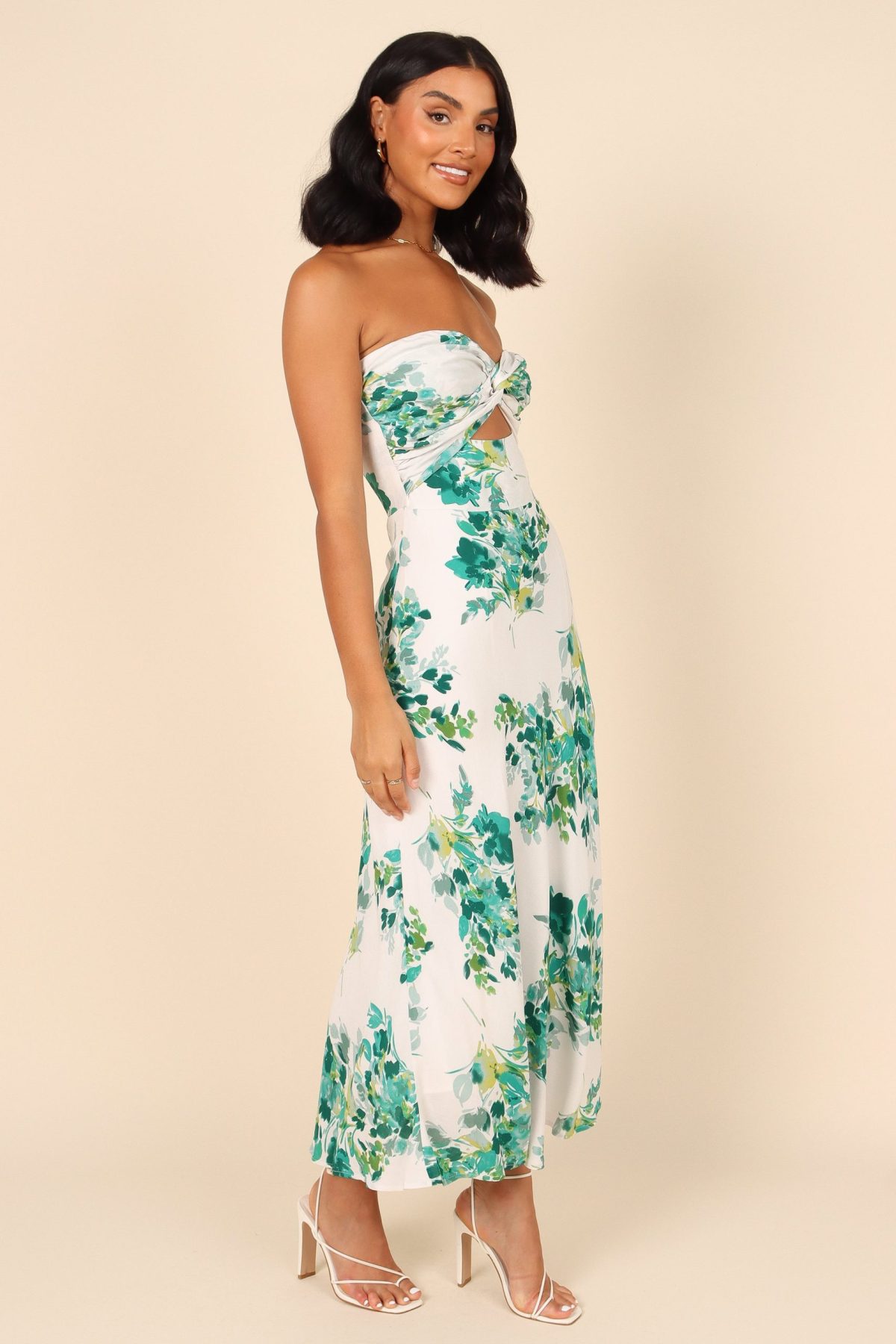 Teagan Strapless Midi Dress - Green Floral - Image 7