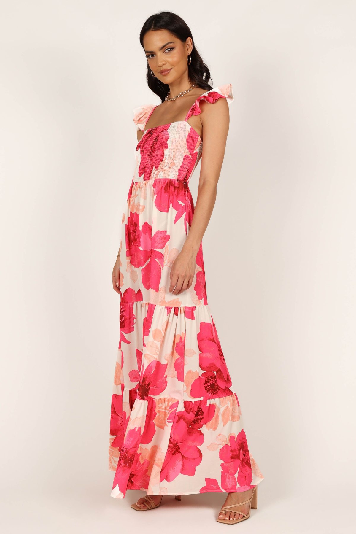Tilly Shirred Maxi Dress - Pink - Image 2