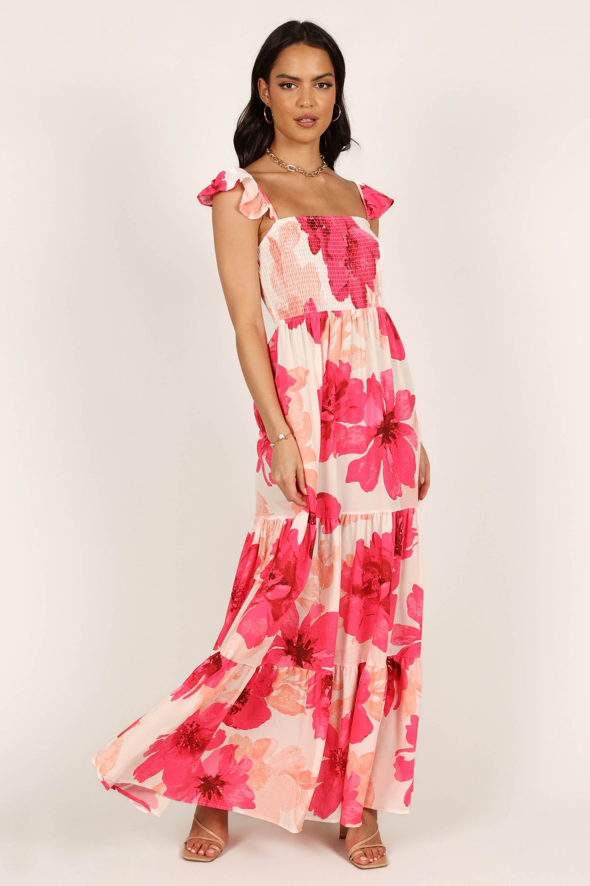 Tilly Shirred Maxi Dress - Pink - Image 7