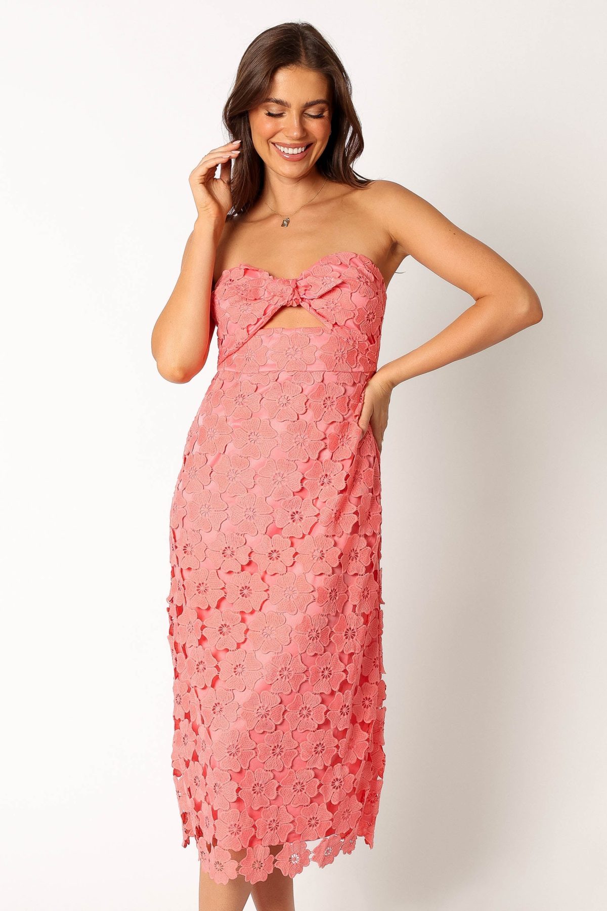 Tyler Strapless Midi Dress - Watermelon - Image 4